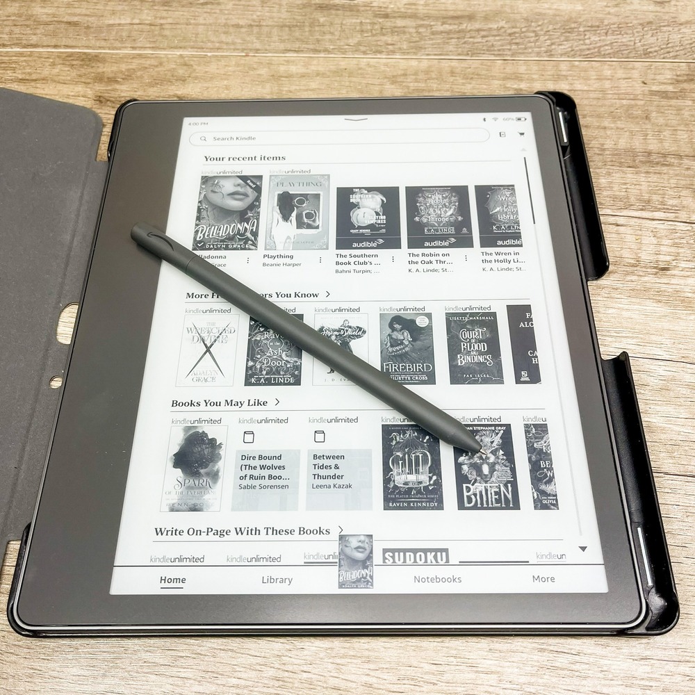 Amazon Kindle Scribe 16GB 10.2 inch E-Reader with Basic Pen and Leather Cover
